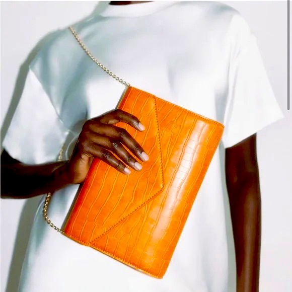🥂Zara Orange Cross-Body Clutch - crocodile embossed - Picture 3 of 12